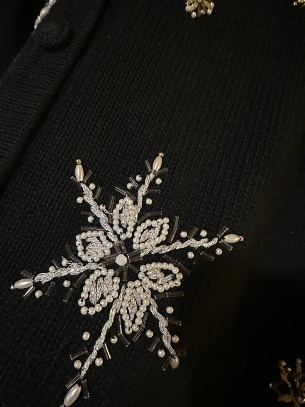 VTG Victoria Jones Woman 1X Holiday Christmas Sweater Beaded Embroidered Pearls - Picture 4 of 5
